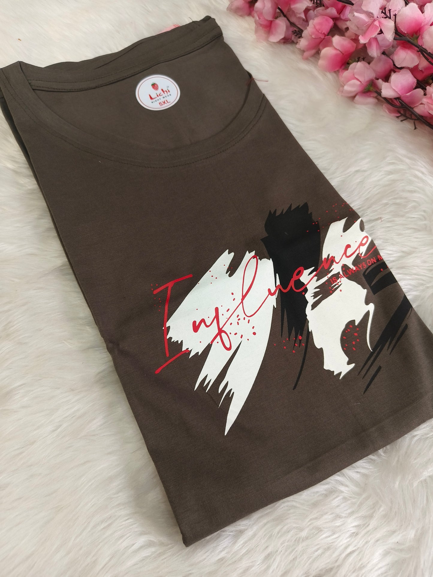 Brown cotton T-shirt 5XL