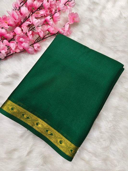 Bottle Green semi Mysore crepe silk saree