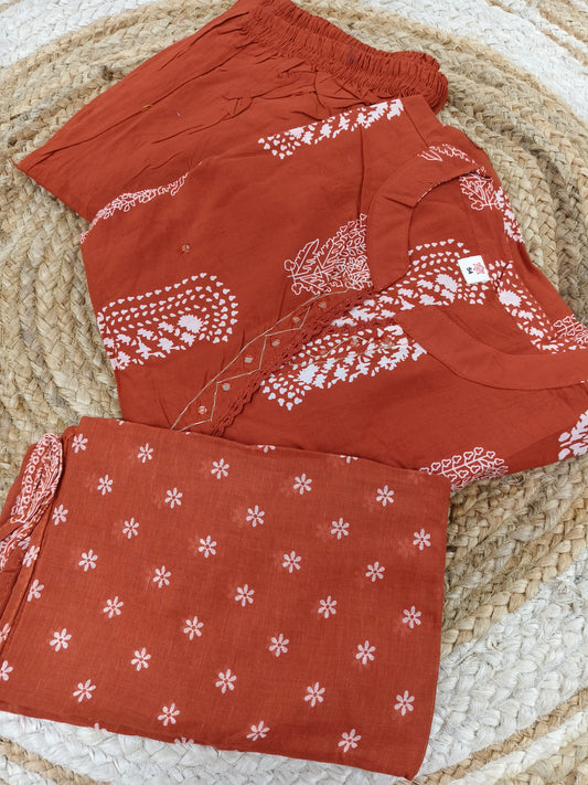 Rustic Orange Pure cotton suits