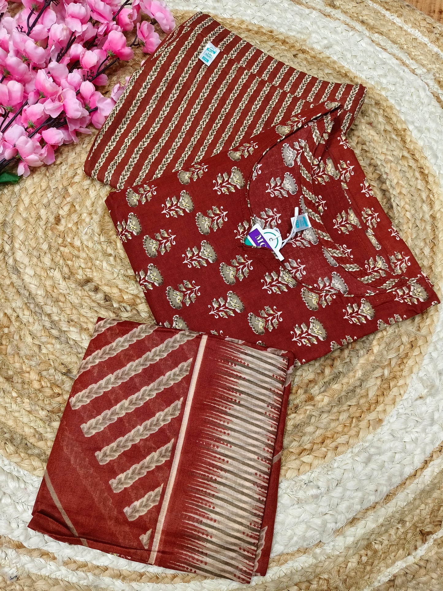 Orange  Pure Cotton sets with duppata