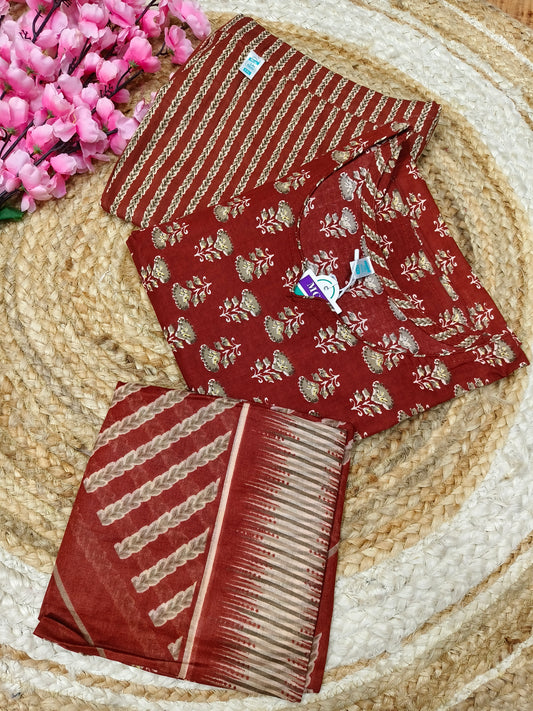 Orange  Pure Cotton sets with duppata