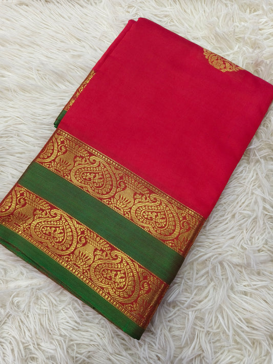 Red soft semi silk saree