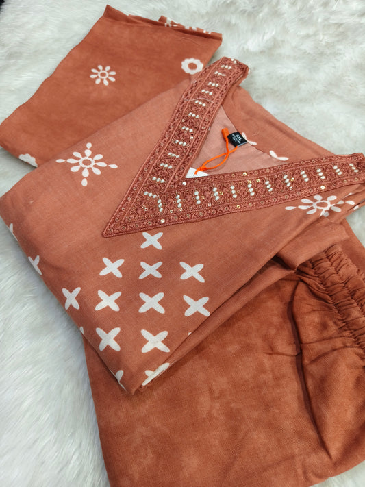 Orange Cotton sets with duppata