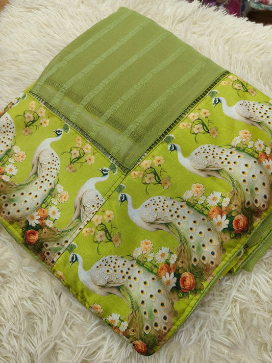 Green designer Georgette saree