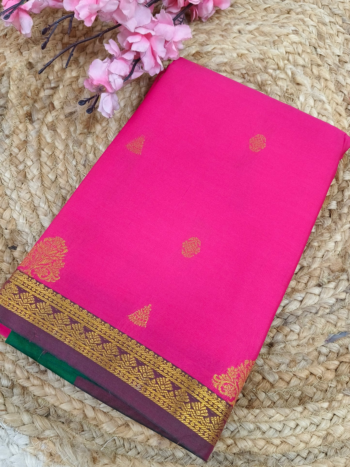 Rani Pink Elegant semi kanjivaram silk saree