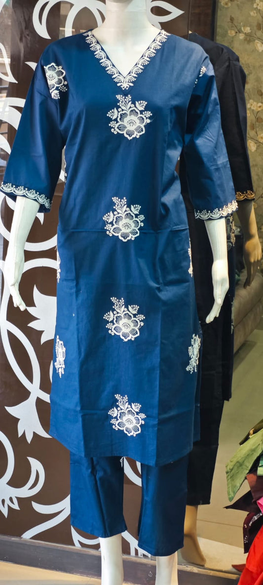 Blue pure cotton two piece sets