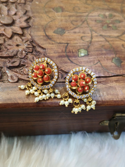 Ruby stone gold plated stud