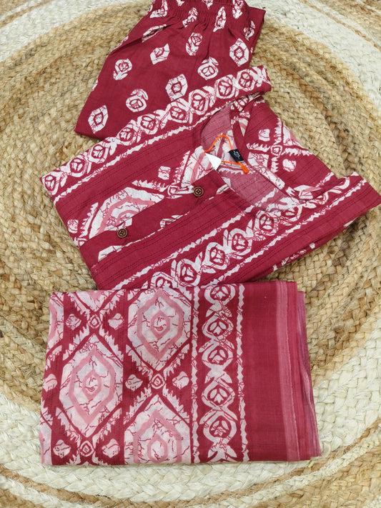 Marron Cotton sets with duppatta