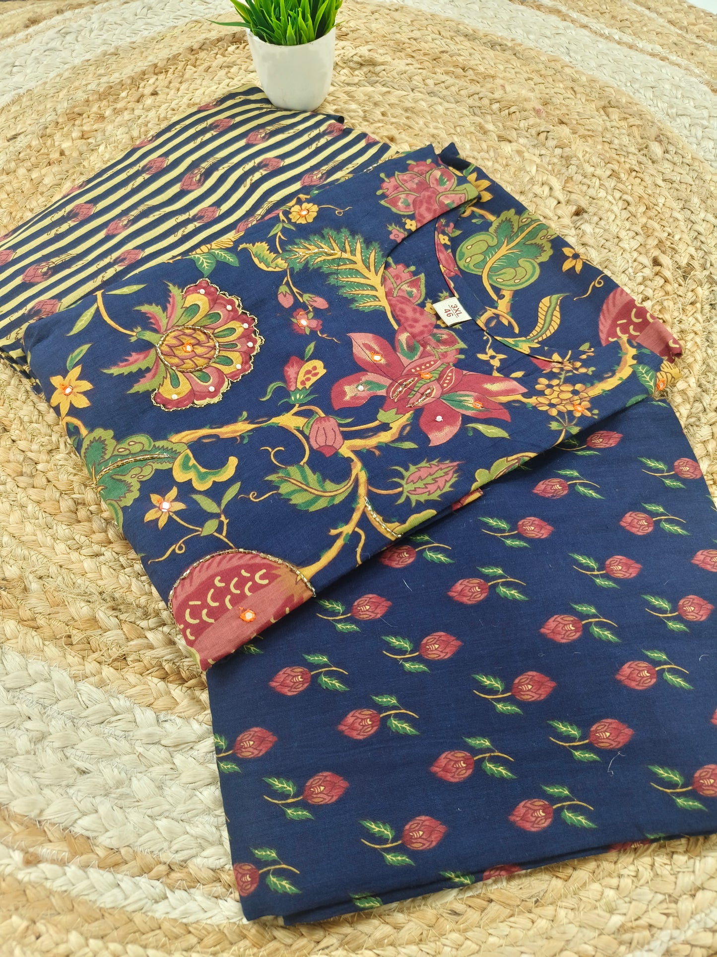 Navy blue cotton salwar suit