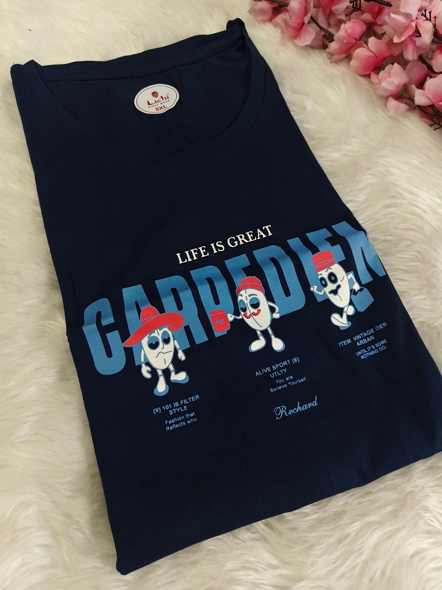 Navy Blue cotton T-shirt 5XL