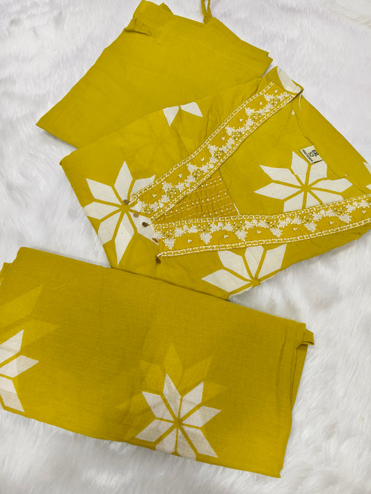 Yellow premium cotton suit