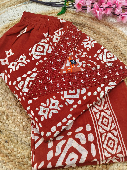 Orange  Cotton sets with duppatta