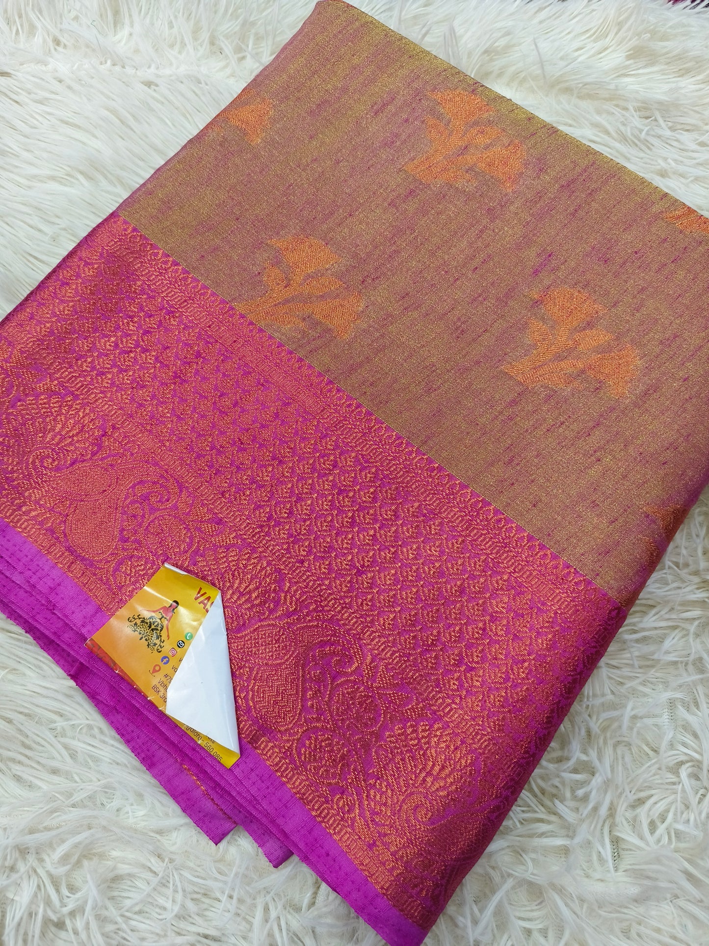 Light pink soft tissue semi silk saree