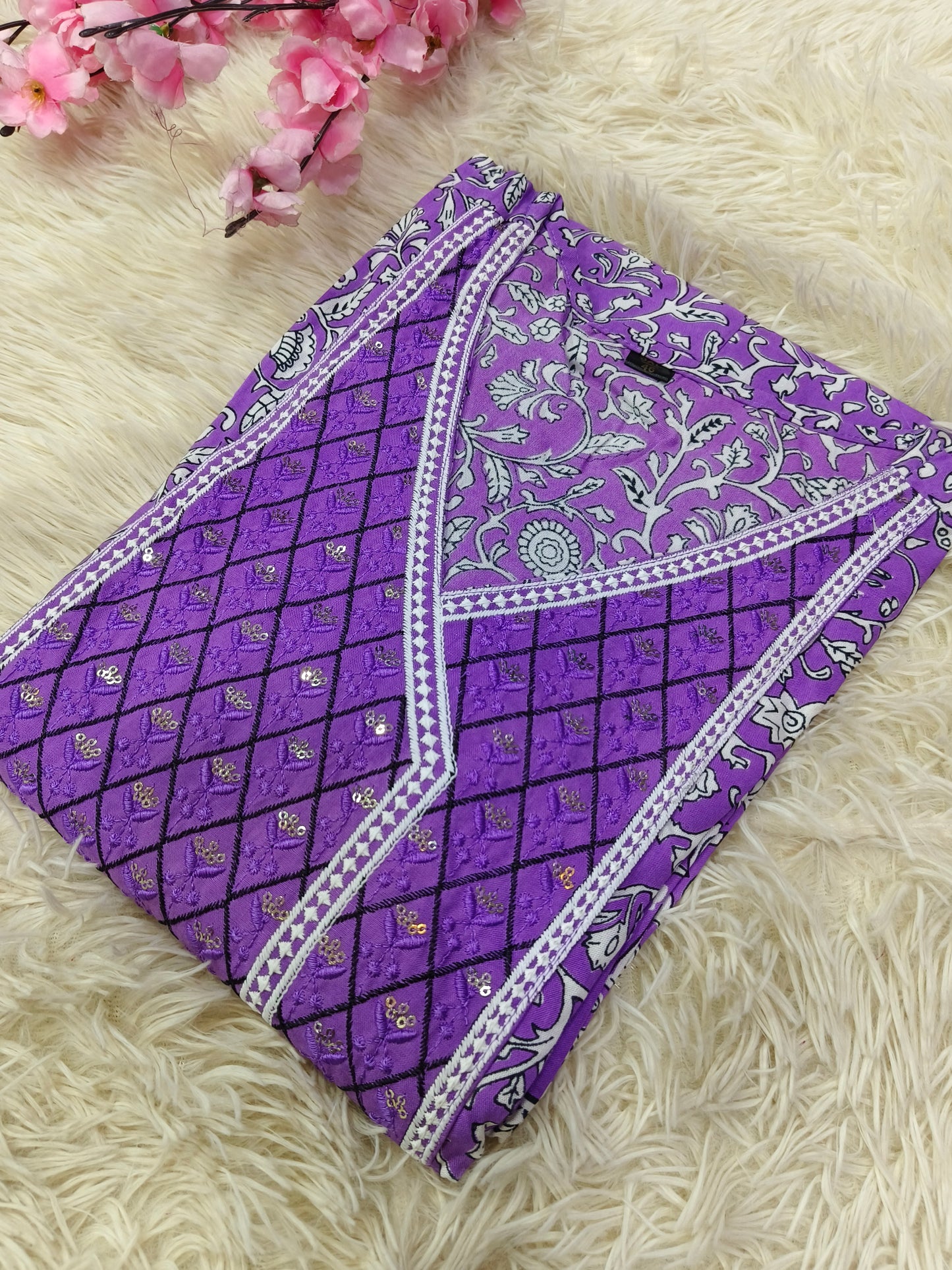Purple Cotton Anarkali Top