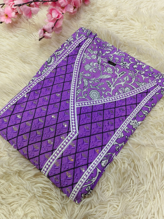 Purple Cotton Anarkali Top