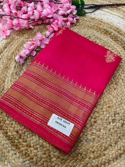 Rani Pink viscous silk saree