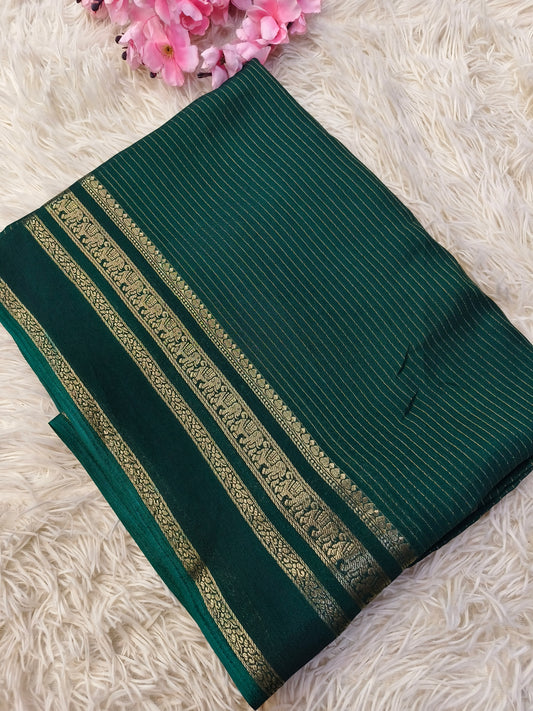 Green Soft chinon silk saree