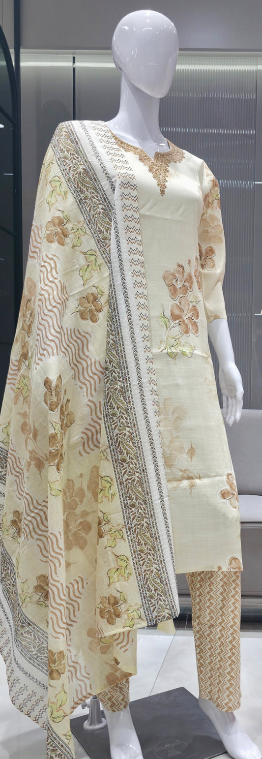 Light cream Eelgent Pure cotton side cut set