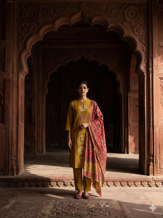 Mustard pure cotton suits