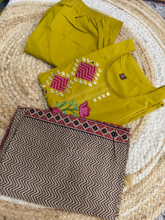 Yellow  pure cotton suits
