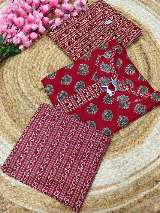 Red  Pure Cotton sets with duppata
