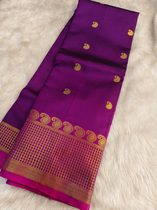 Violet Semi kanchi silk saree