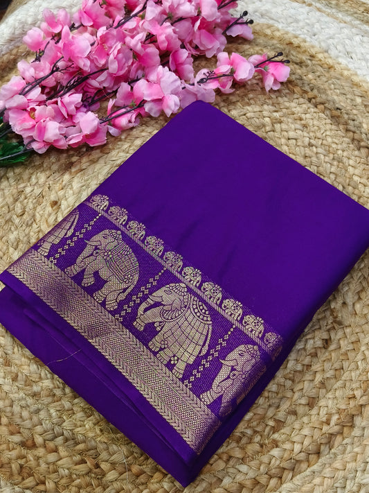 Purple semi Mysore crepe silk saree