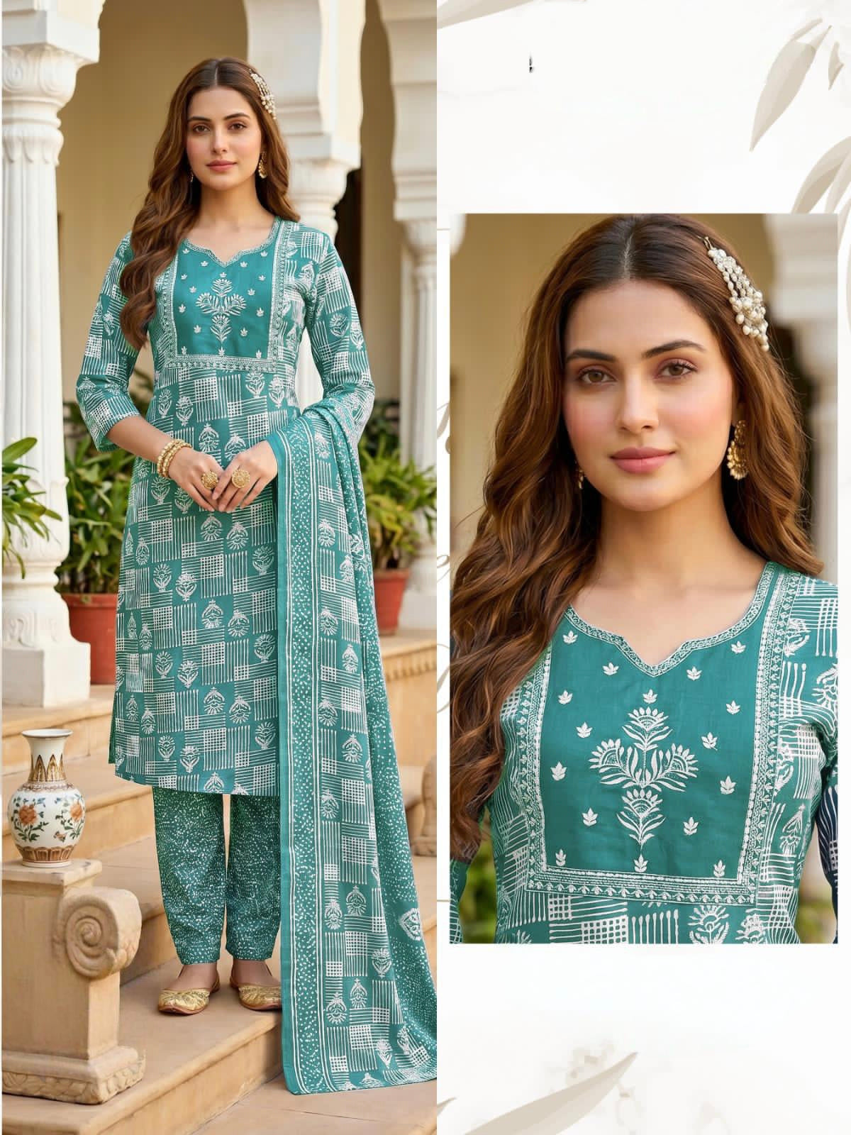 Blue cotton sets with duppata