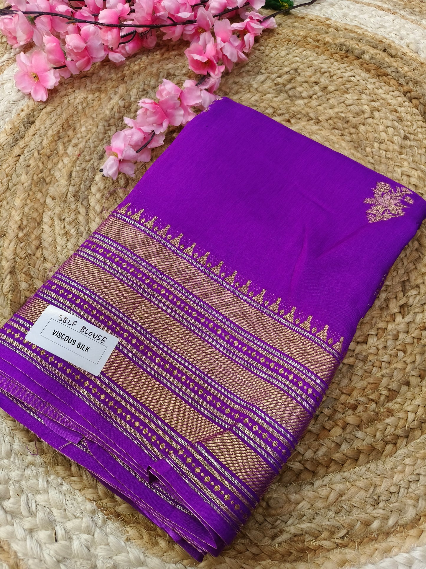 Violet viscous silk saree
