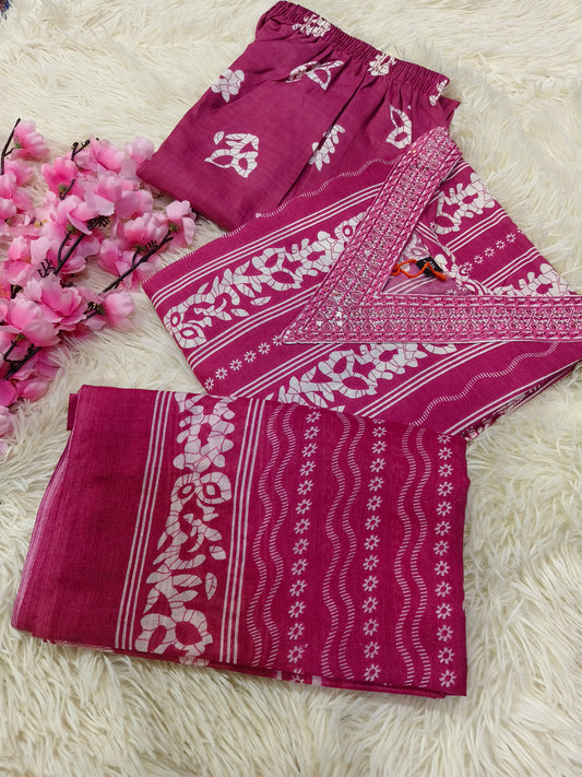 Pink Cotton sets with duppata