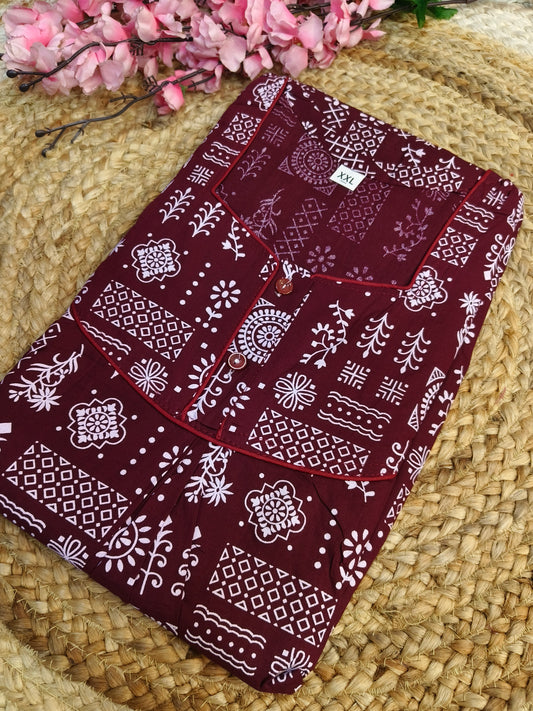 Maroon Pure cotton Nighty