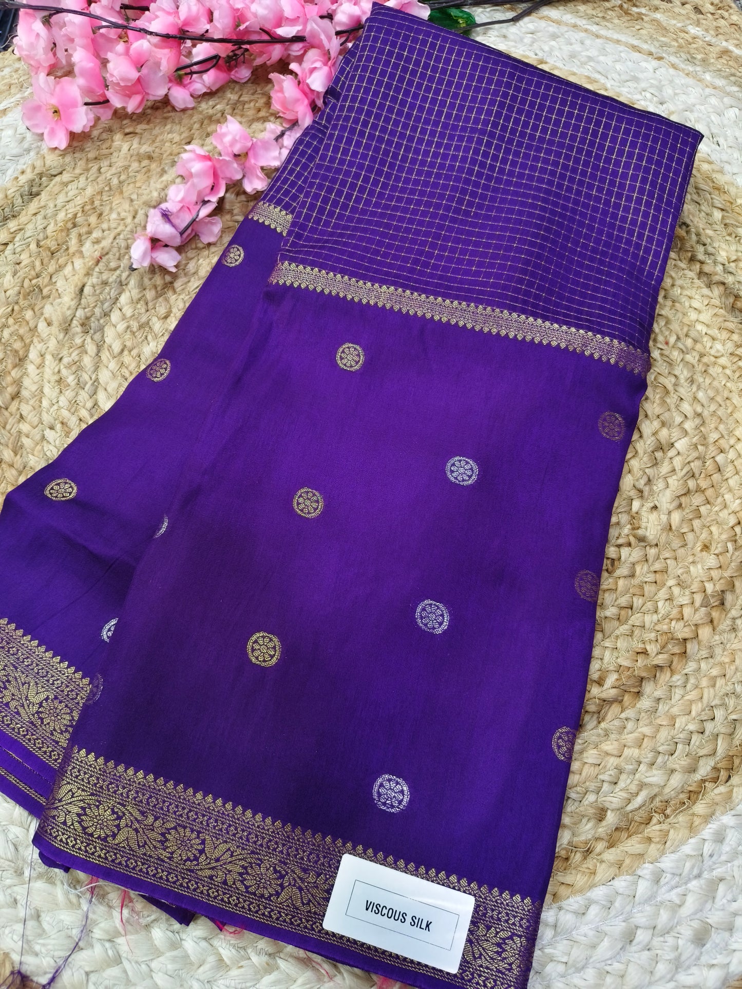 Purple viscous silk saree
