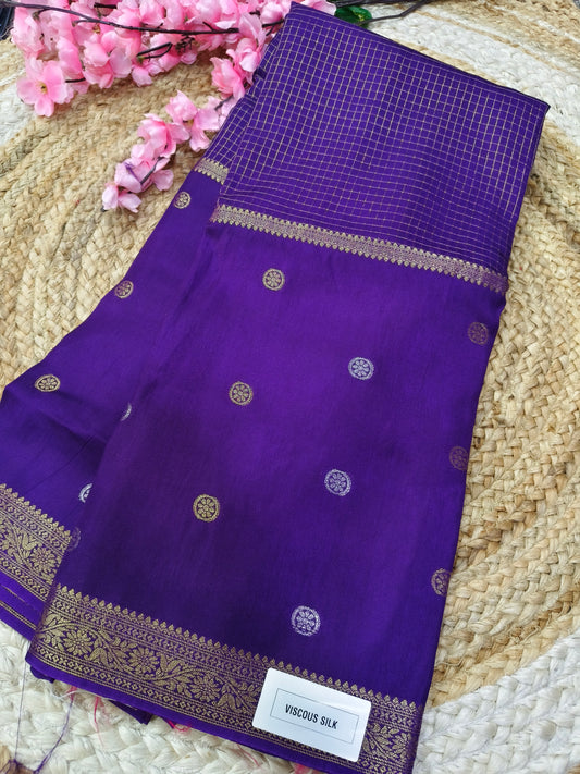 Purple viscous silk saree