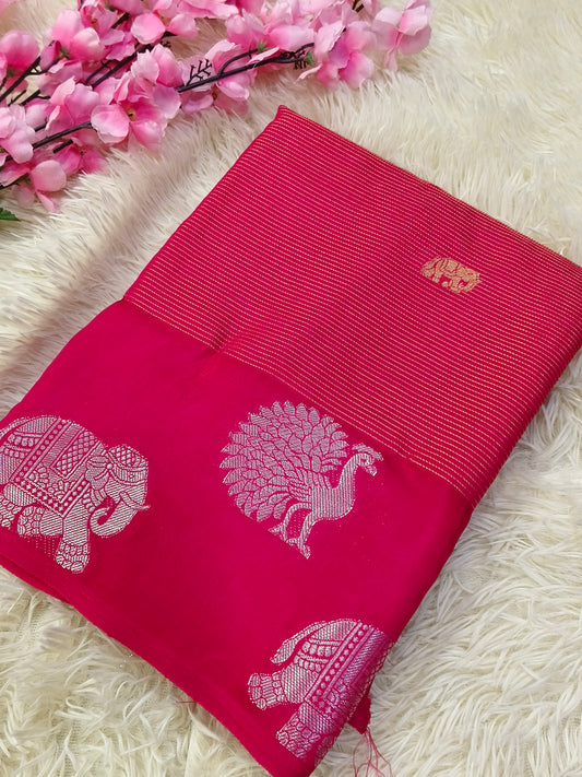 Pink Tranding Munga silk saree