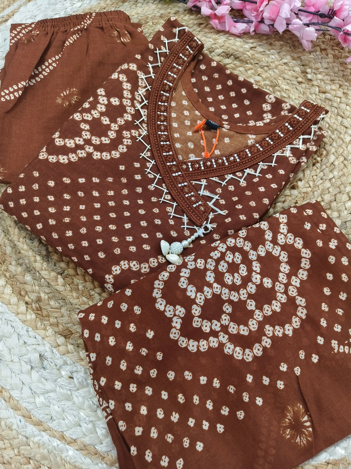 Light Brown Cotton sets with duppatta