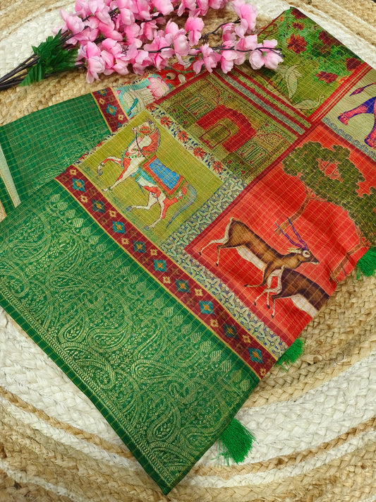 Green heritage silk saree
