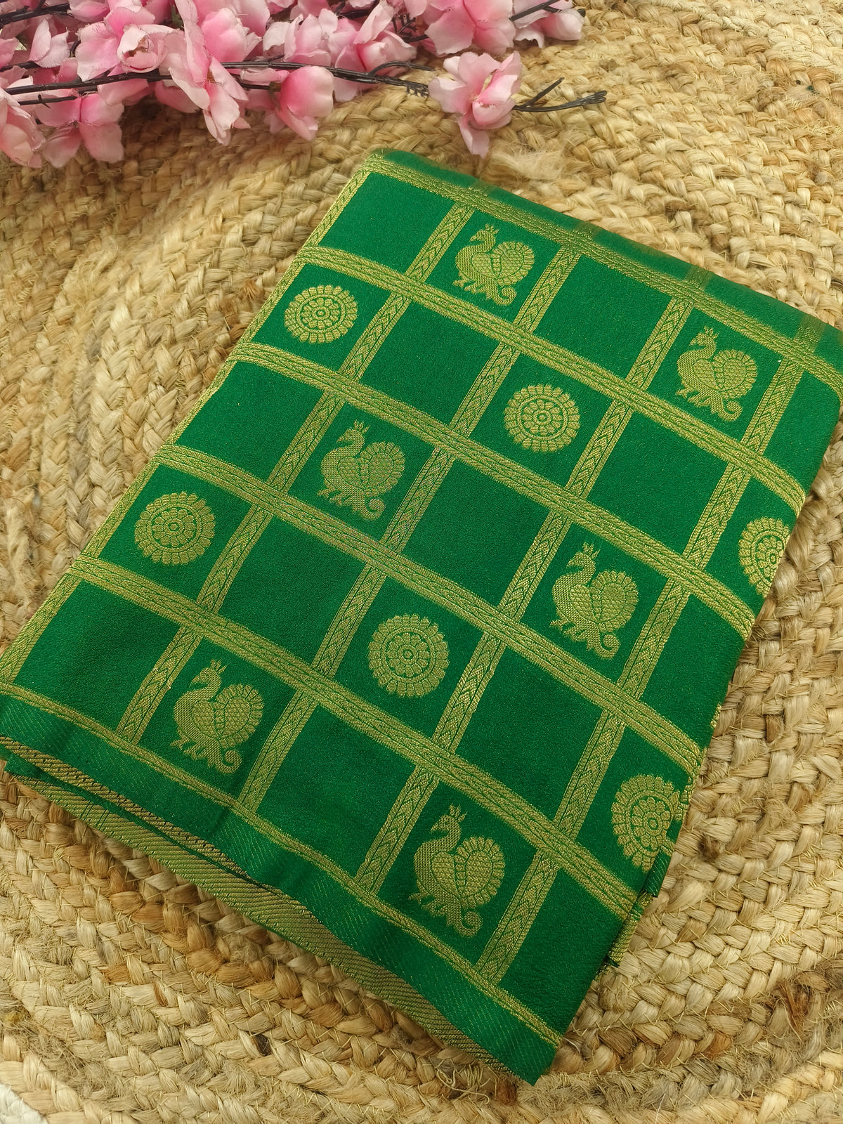 Bottle Green Georgette silk saree