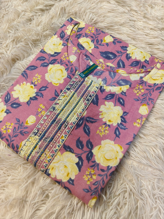Pink cotton kurta