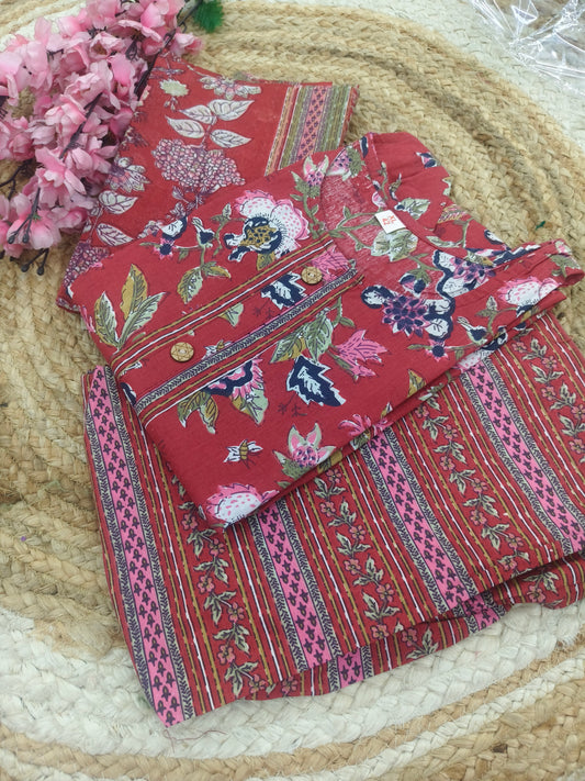 Red cotton salwar suit (XL)