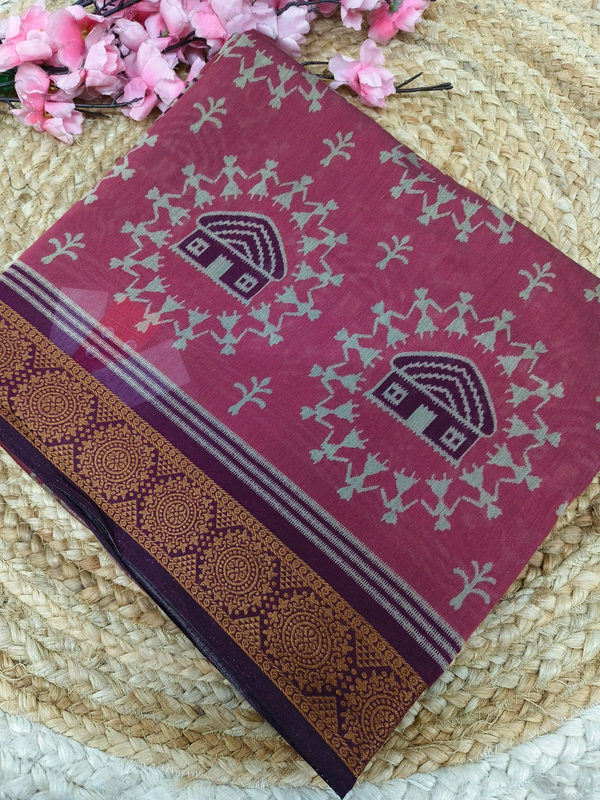 Onion Pink Elegant Viscose silk Saree