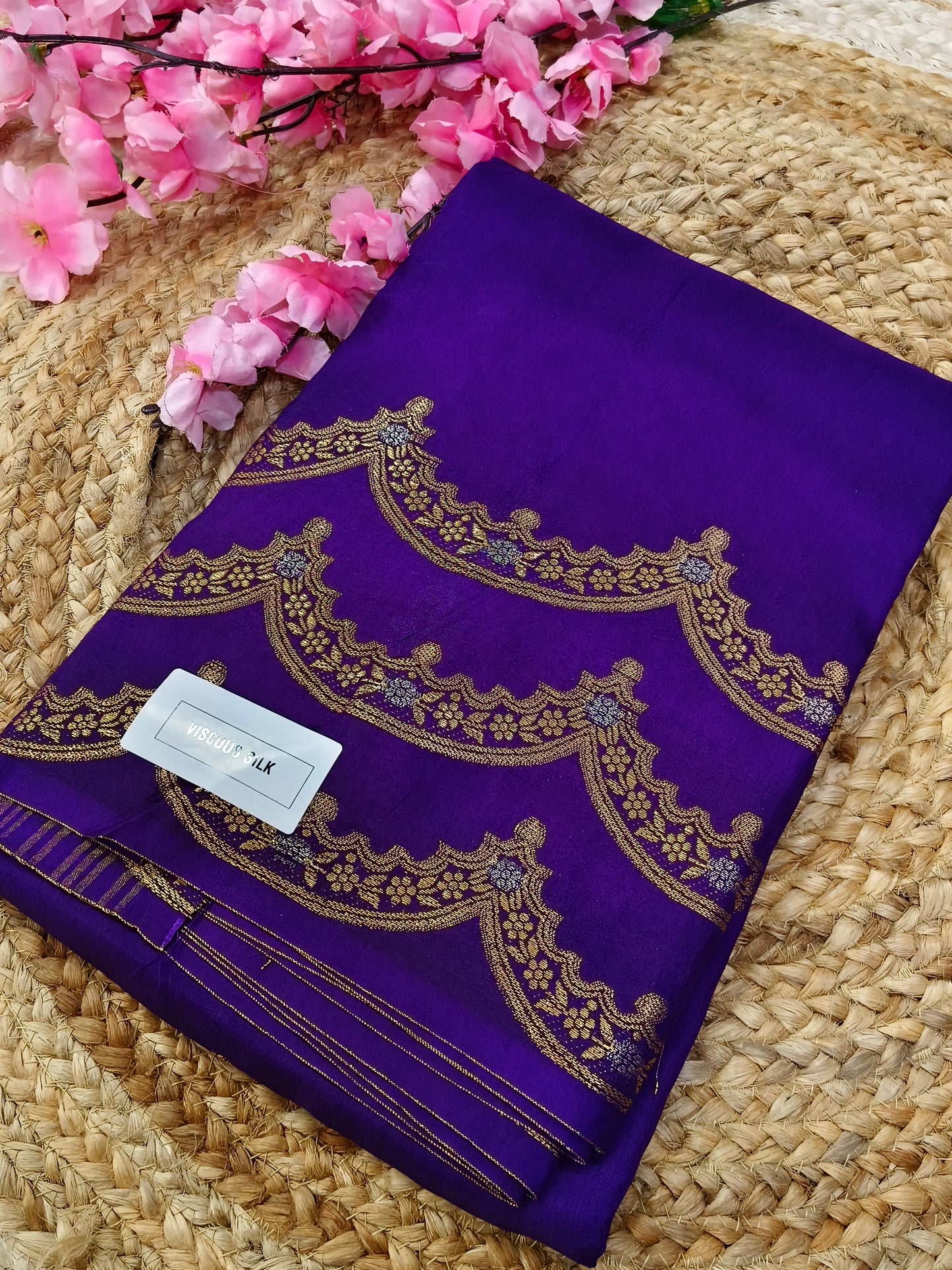 Purple viscous silk saree