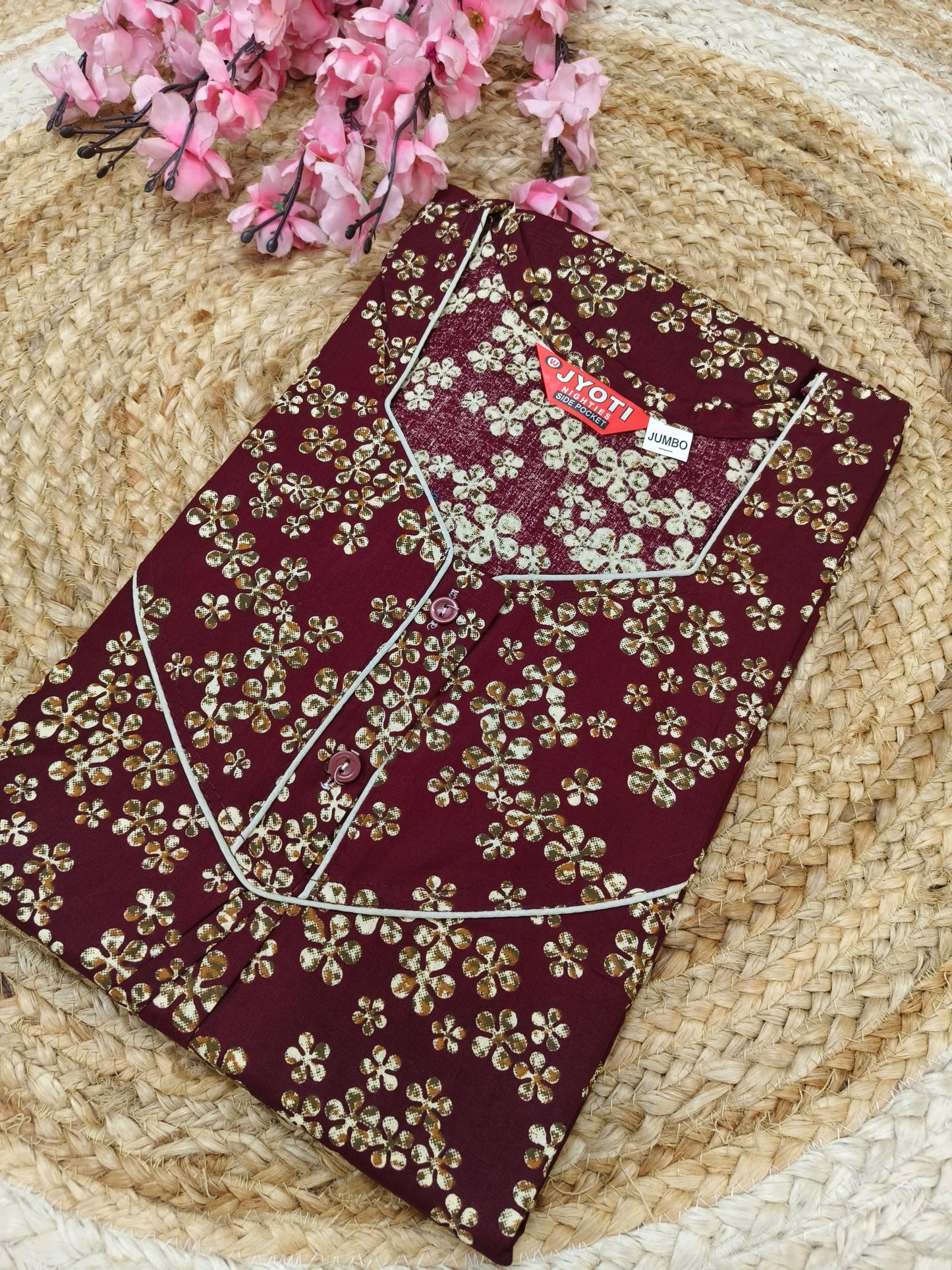 Maroon Pure cotton Nighty