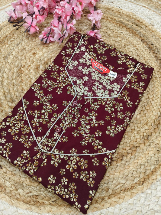 Maroon Pure cotton Nighty