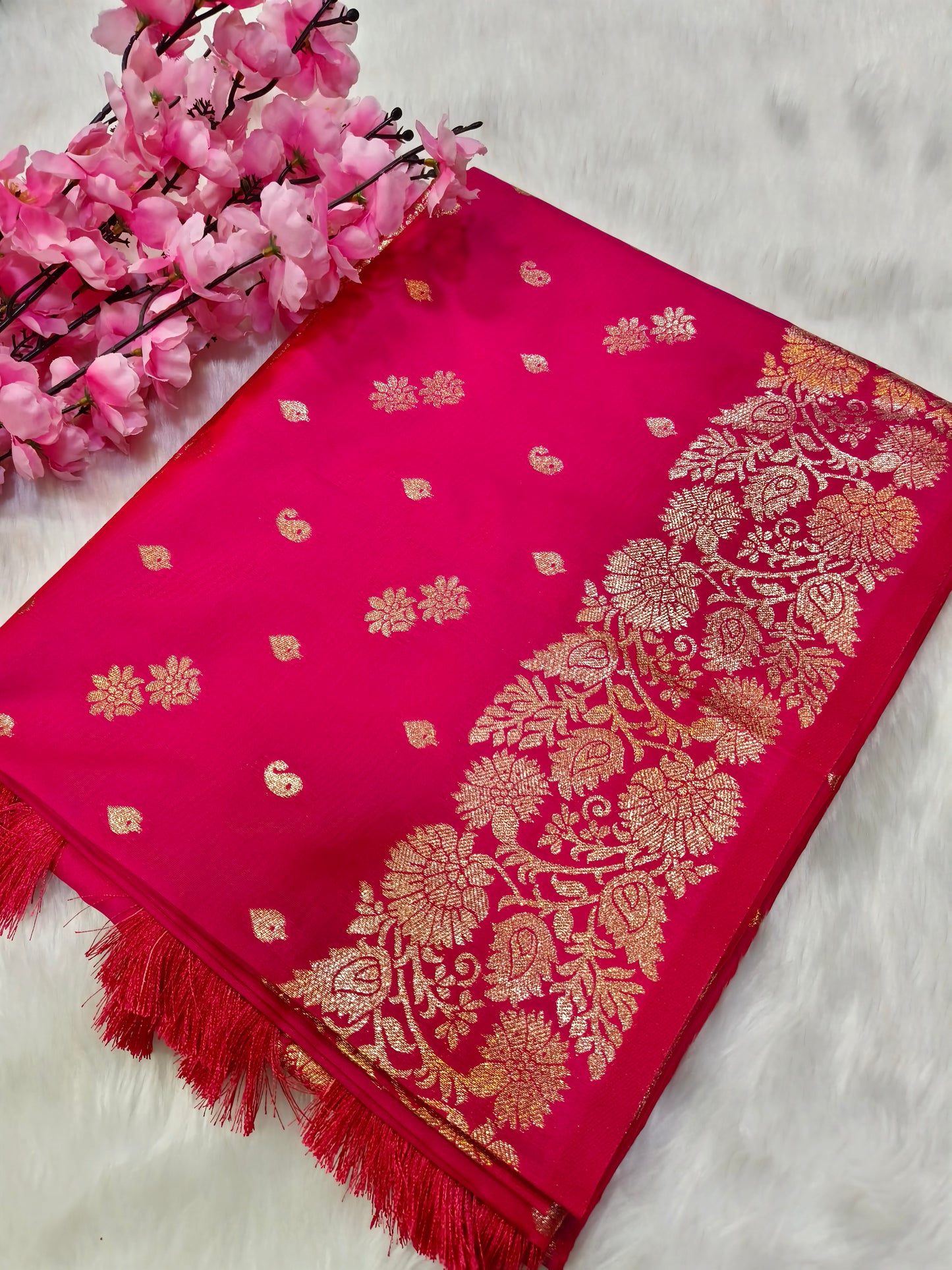Pink Soft mulberry silk saree
