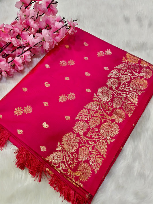 Pink Soft mulberry silk saree