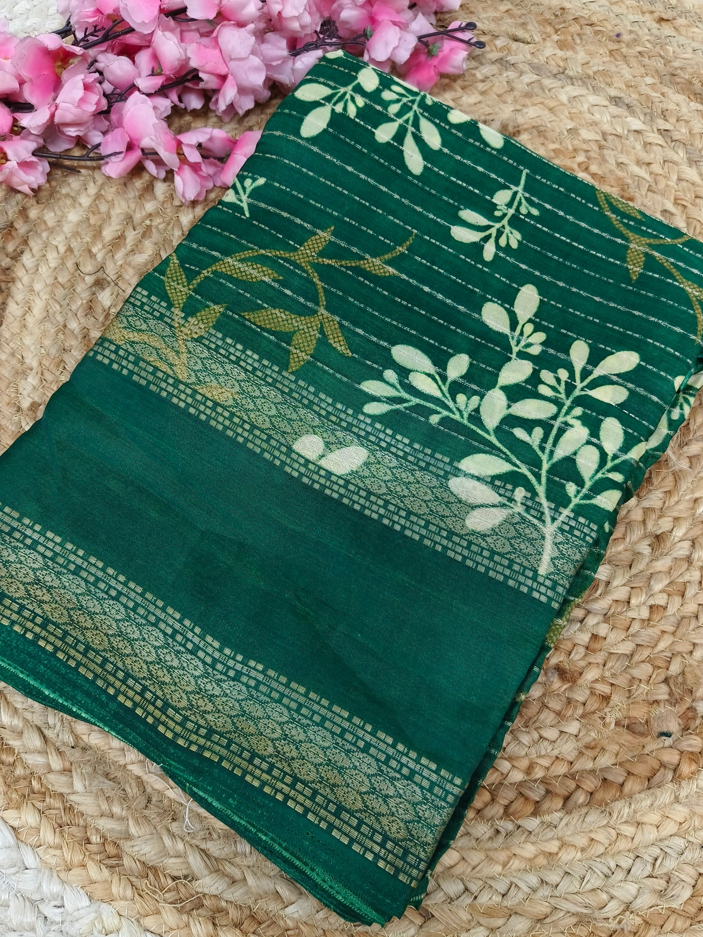 Bottle green Dola Silk Saree