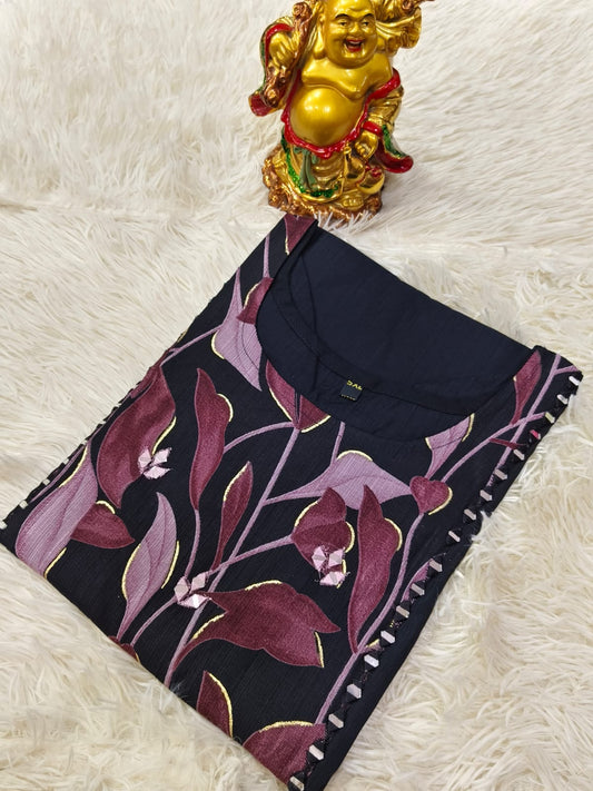 Black Vatican Silk Kurti