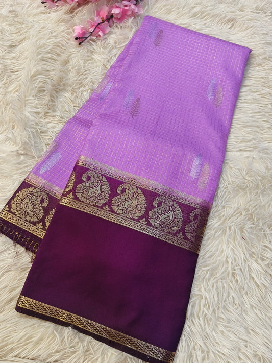 Levendra With Wine Semi Mysore  silk saree