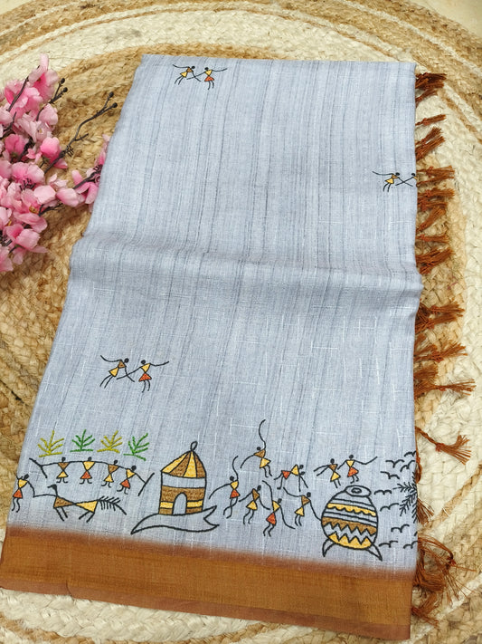 Gray warli saree