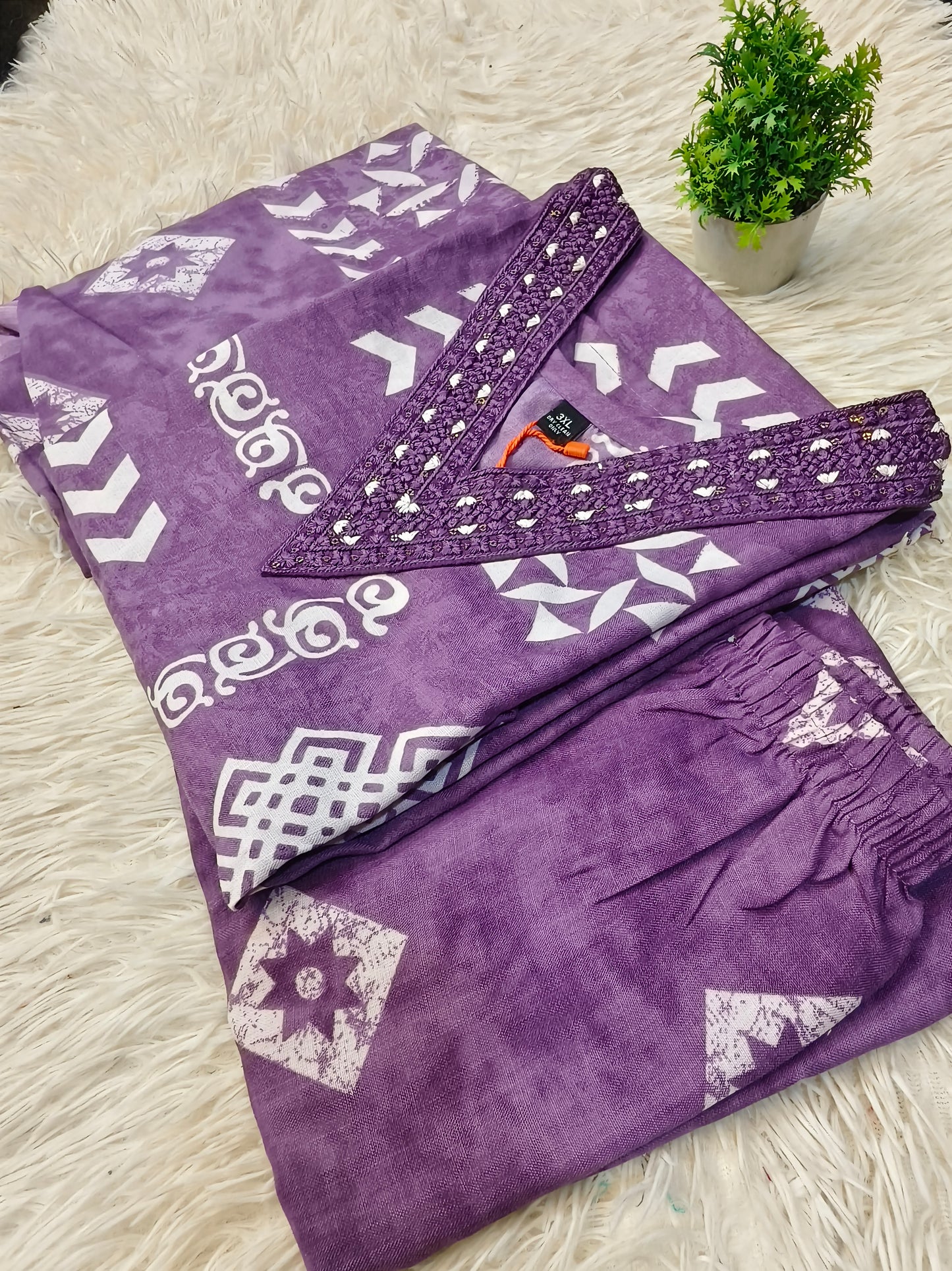 Purple Cotton sets with duppata
